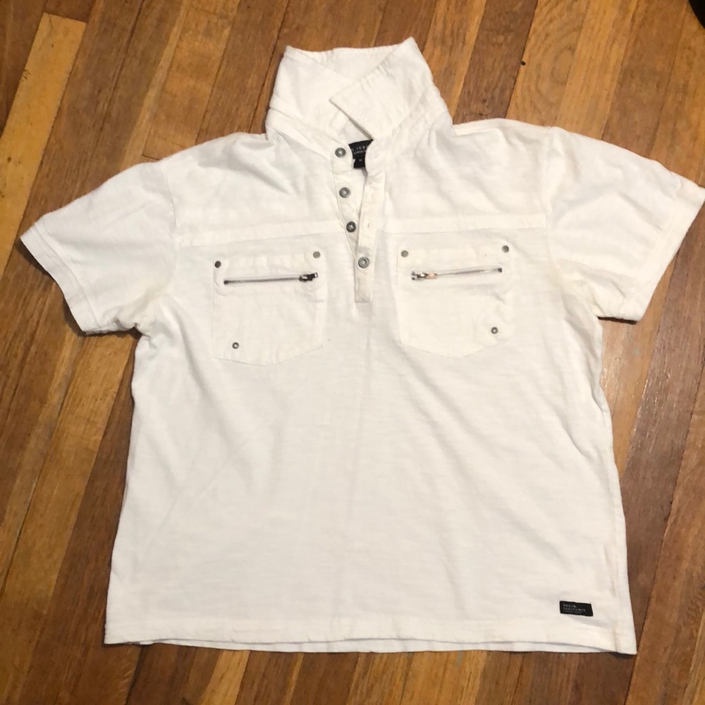 Short Sleeve White Collard Shirt